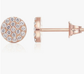 Rose Gold Pave Crystal Disc Stud Earrings
