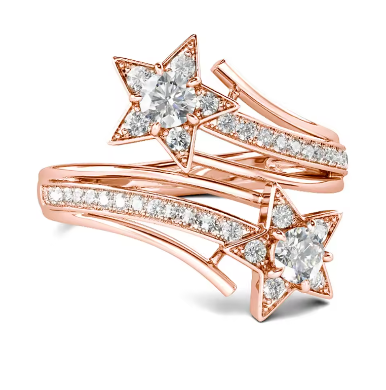 Rose Gold Shooting Star Bypass Ring